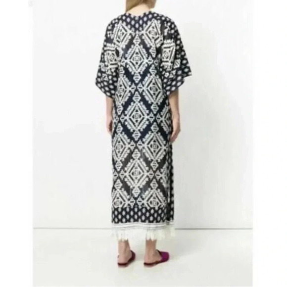 NEW Tory Burch Beatrice Dress Tapestry Geo Caftan Fringe Size 4 B473 - Picture 2 of 7